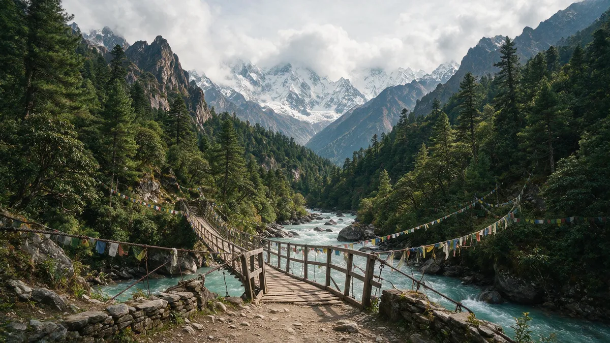 The Khumbu valley route leading through Sagarmatha National Park toward Everest Base Camp.